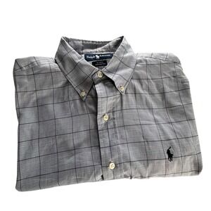 Men's Ralph Lauren Blake Light Blue Box Plaid Button Up Long Sleeve Shirt Size L
